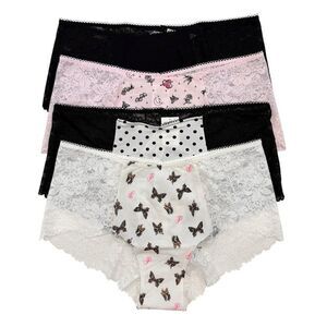 Victoria's Secret PINK Cheeky Lace Panties Womens Large L LOT OF 4 VS Panty